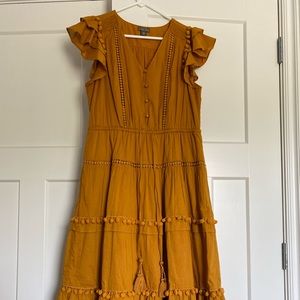 Anthropologie Point Sur Women’s MIDI Dress, size 10, Mustard Yellow